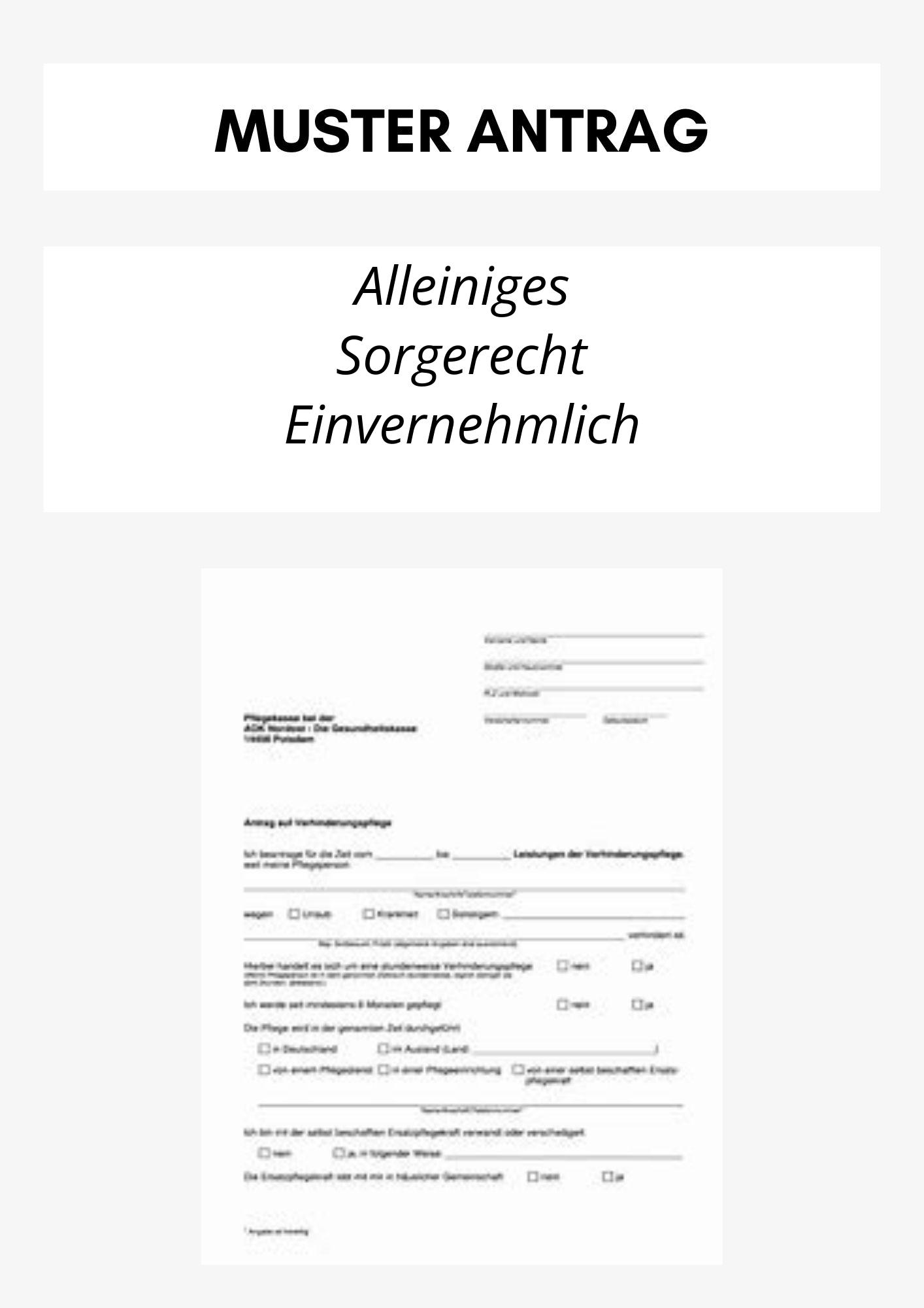 Antrag Alleiniges Sorgerecht Einvernehmlich