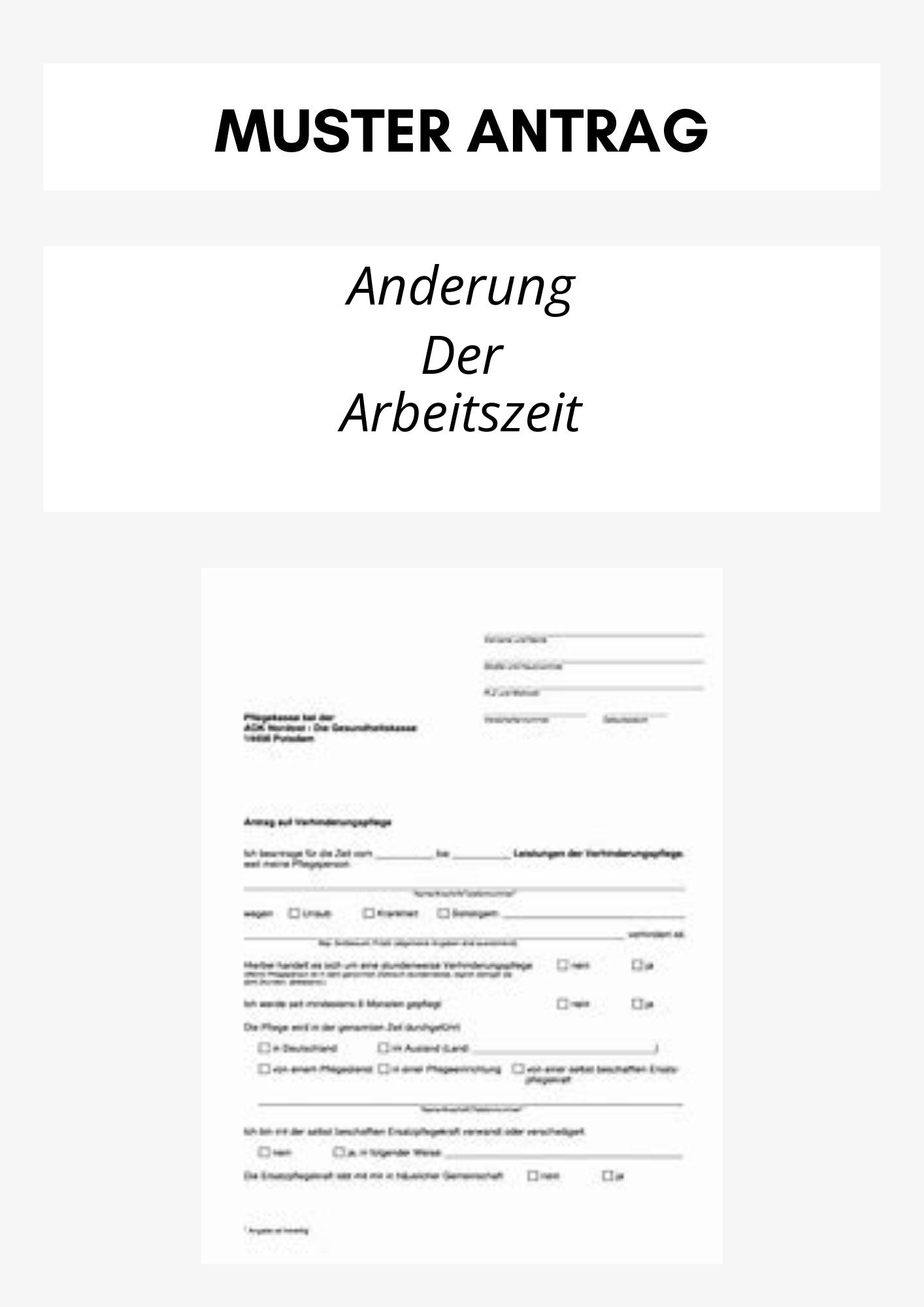 Antrag Auf Änderung Der Arbeitszeit