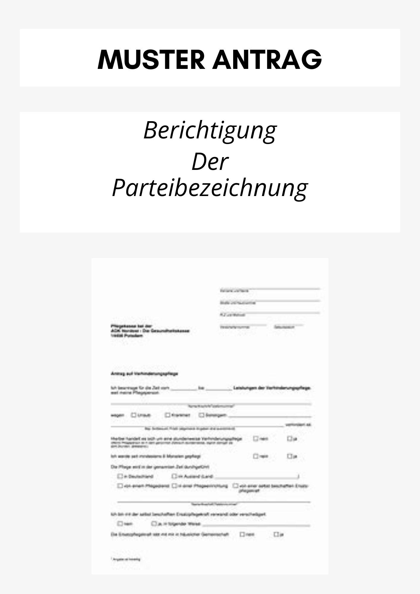 Antrag Auf Berichtigung Der Parteibezeichnung