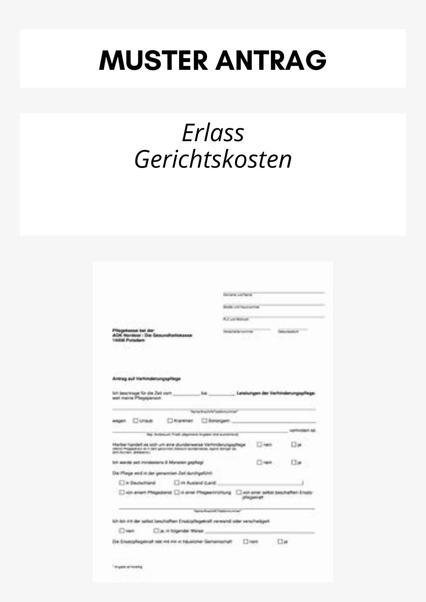 Antrag Auf Erlass Gerichtskosten