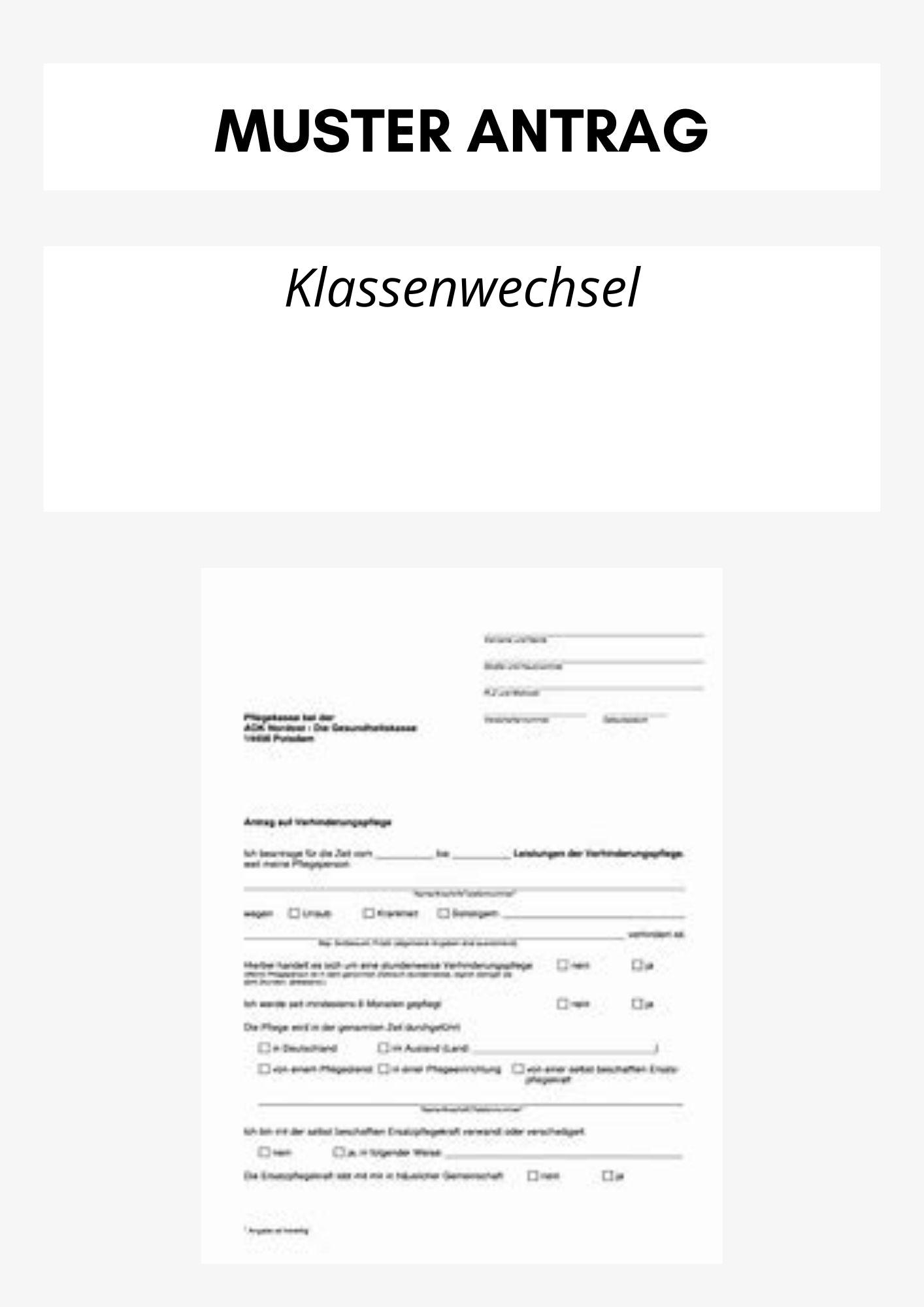 Antrag Auf Klassenwechsel