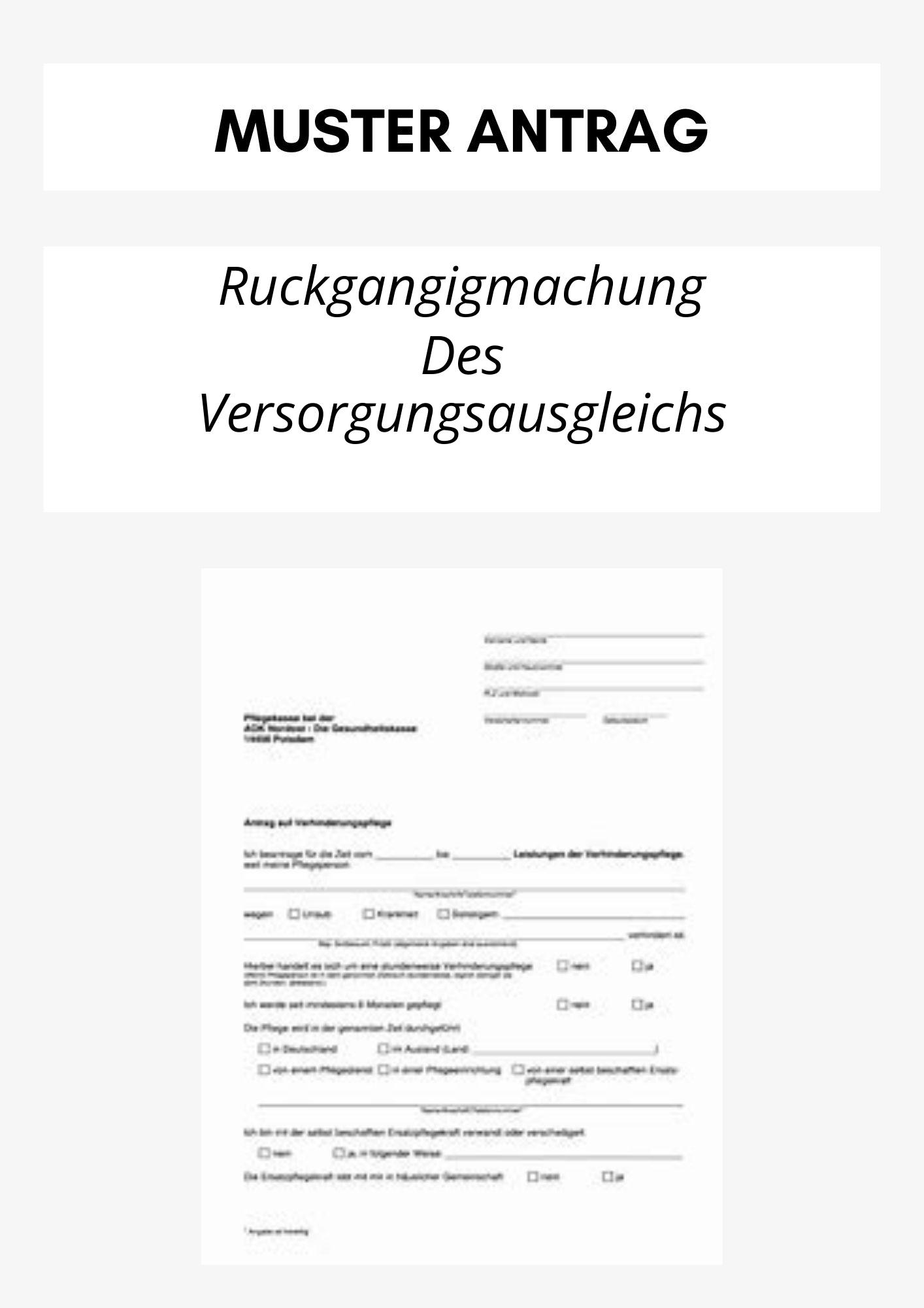 Antrag Auf Rückgängigmachung Des Versorgungsausgleichs