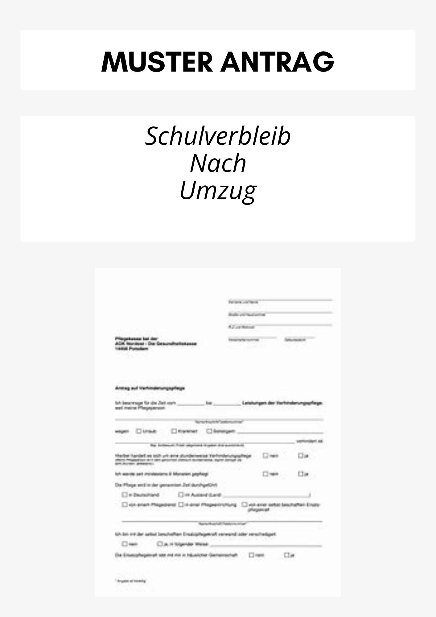 Antrag Auf Schulverbleib Nach Umzug