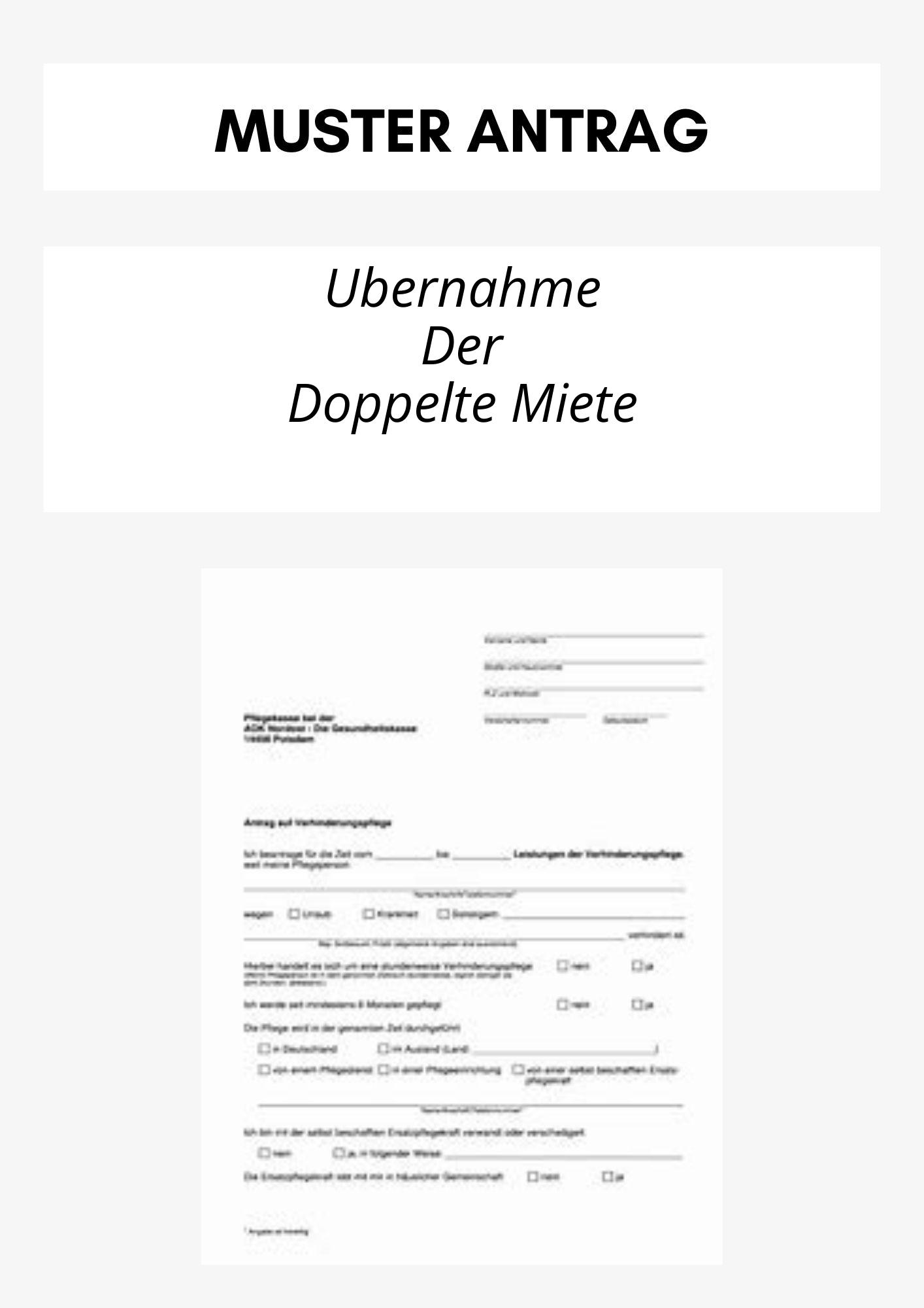 Antrag Auf Übernahme Der Doppelte Miete