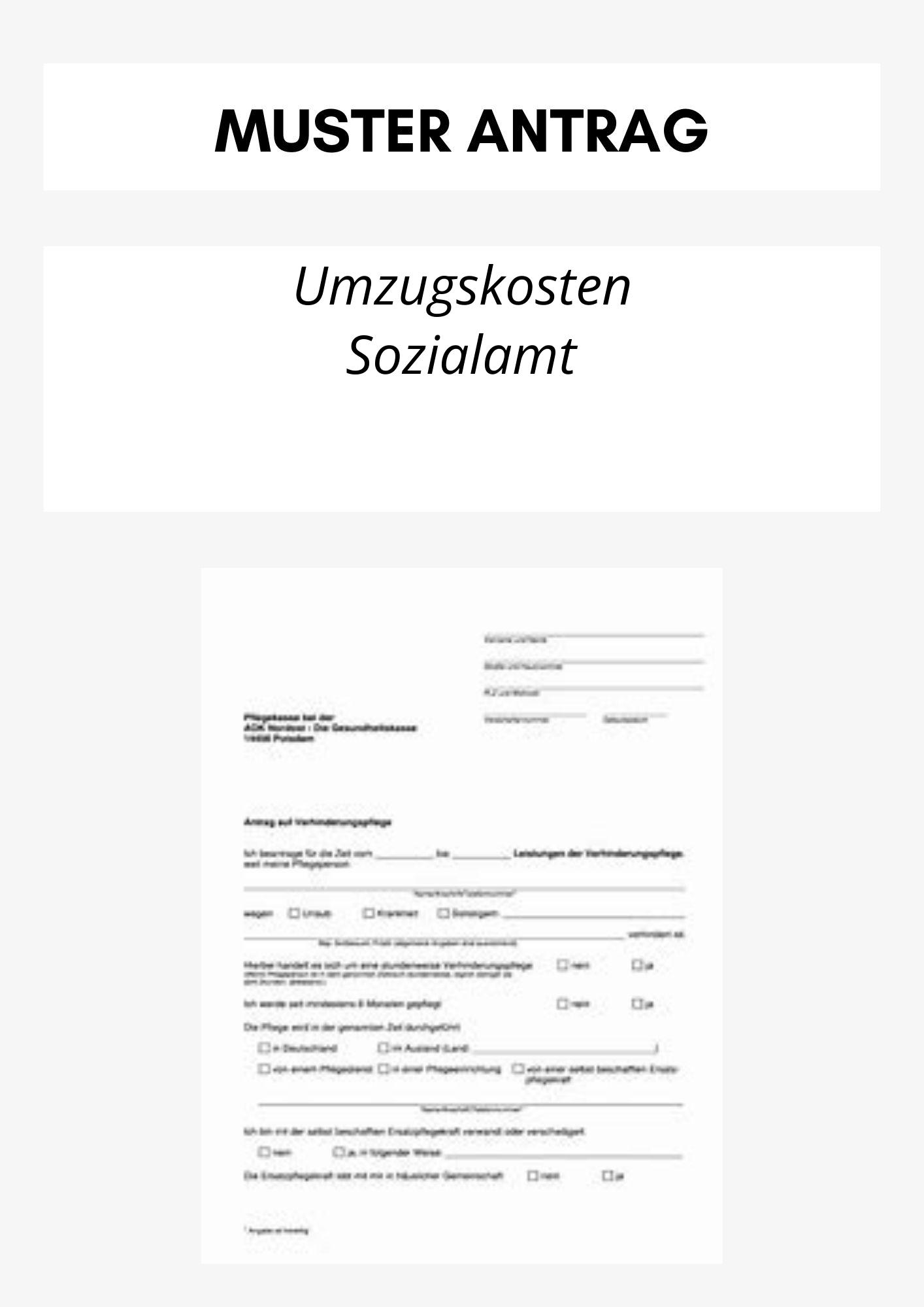 Antrag Auf Umzugskosten Sozialamt