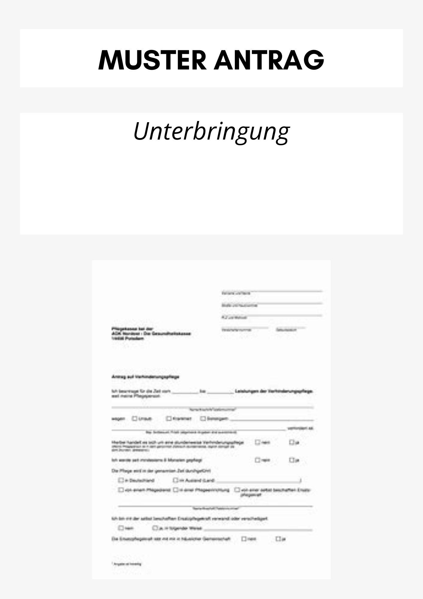 Antrag Auf Unterbringung