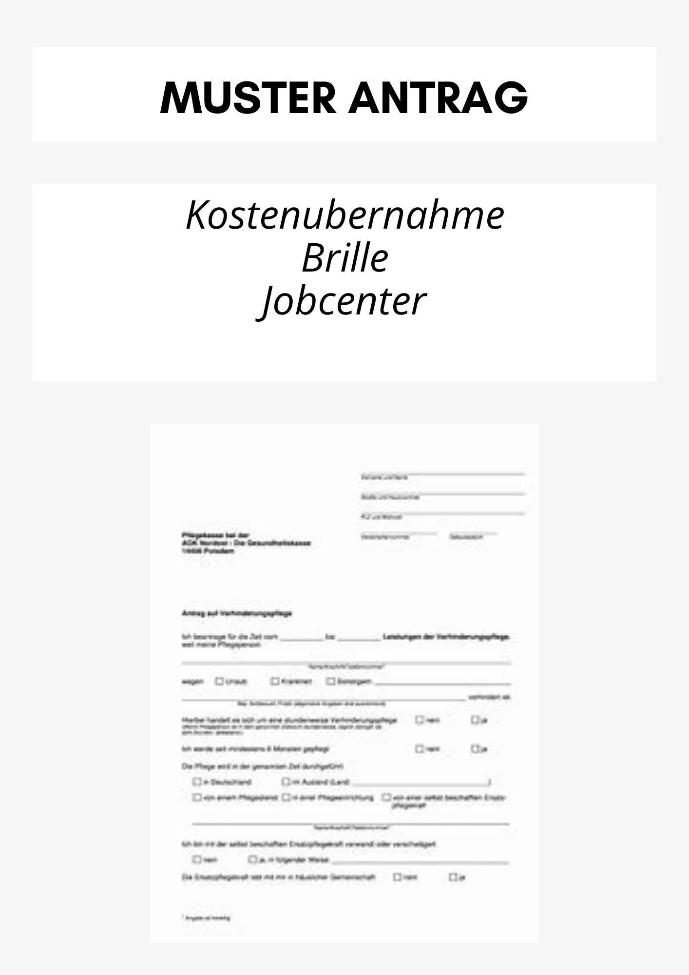 Antrag Kostenübernahme Brille Jobcenter