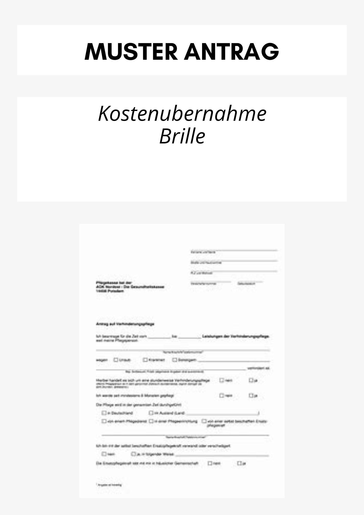 Antrag Kostenübernahme Brille