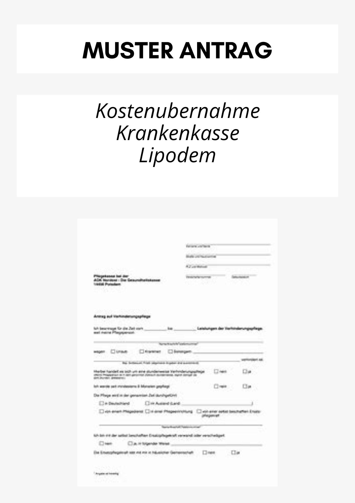 Antrag Kostenübernahme Krankenkasse Lipödem