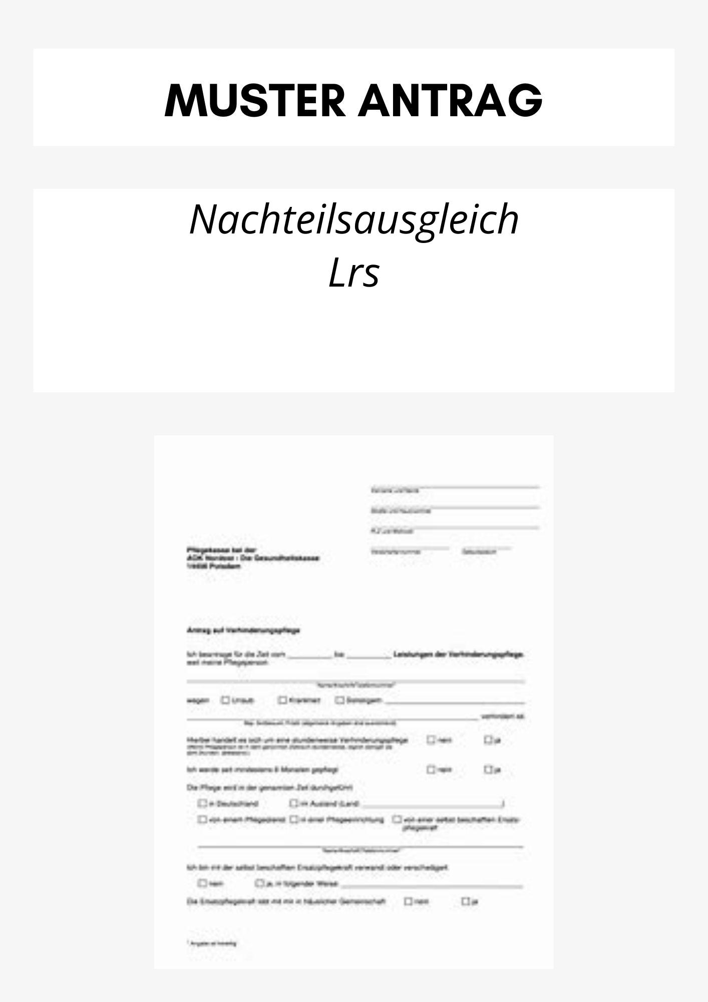Antrag Nachteilsausgleich Lrs
