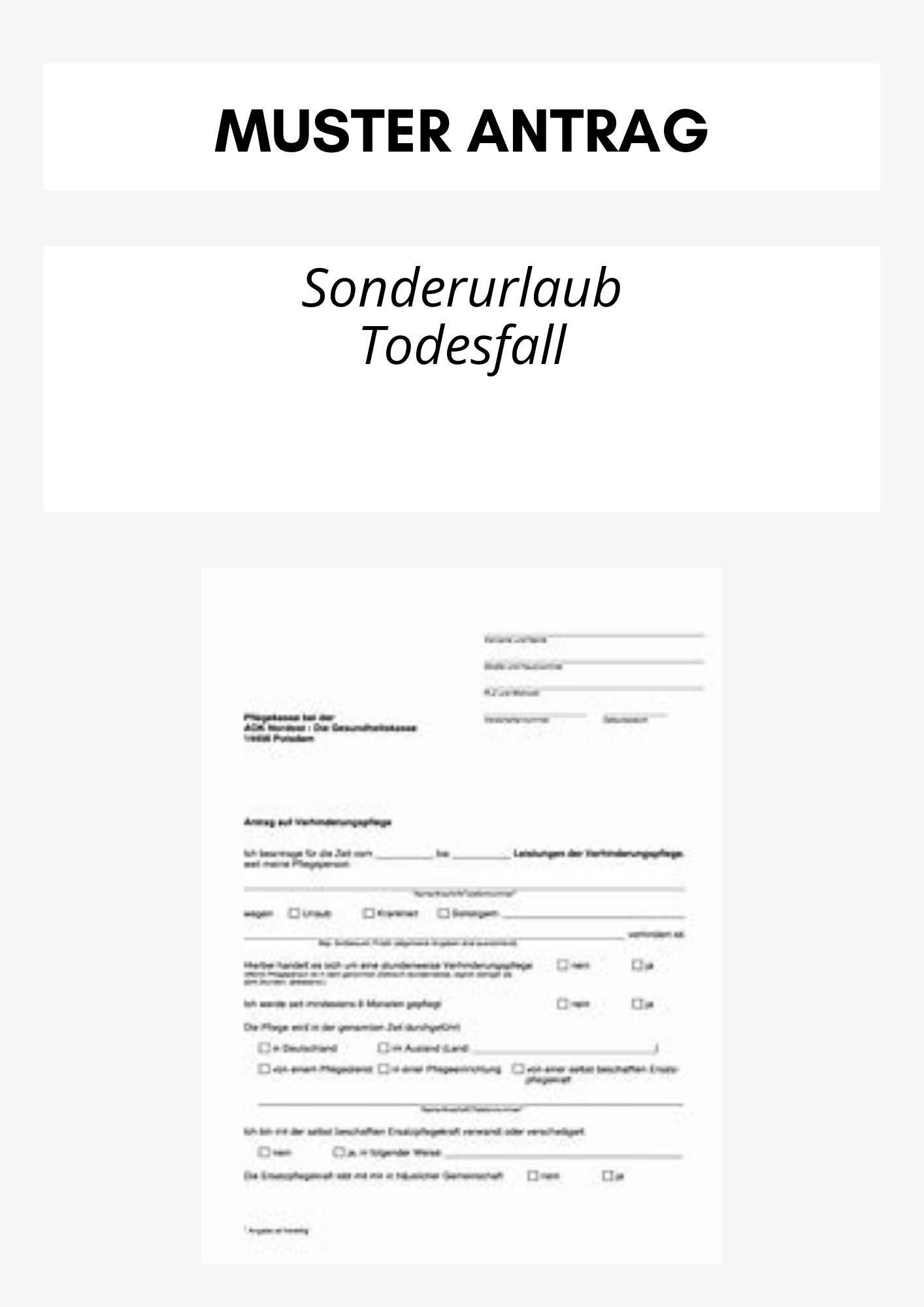 Antrag Sonderurlaub Todesfall