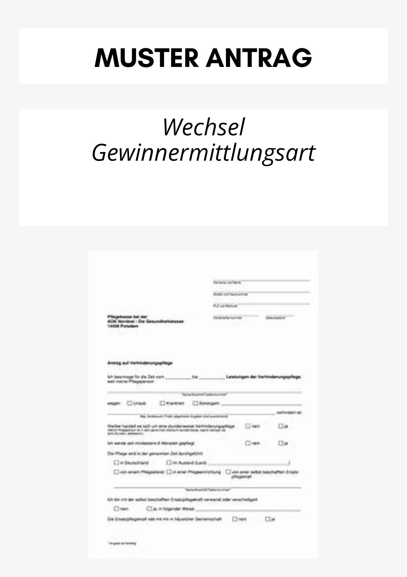 Antrag Wechsel Gewinnermittlungsart