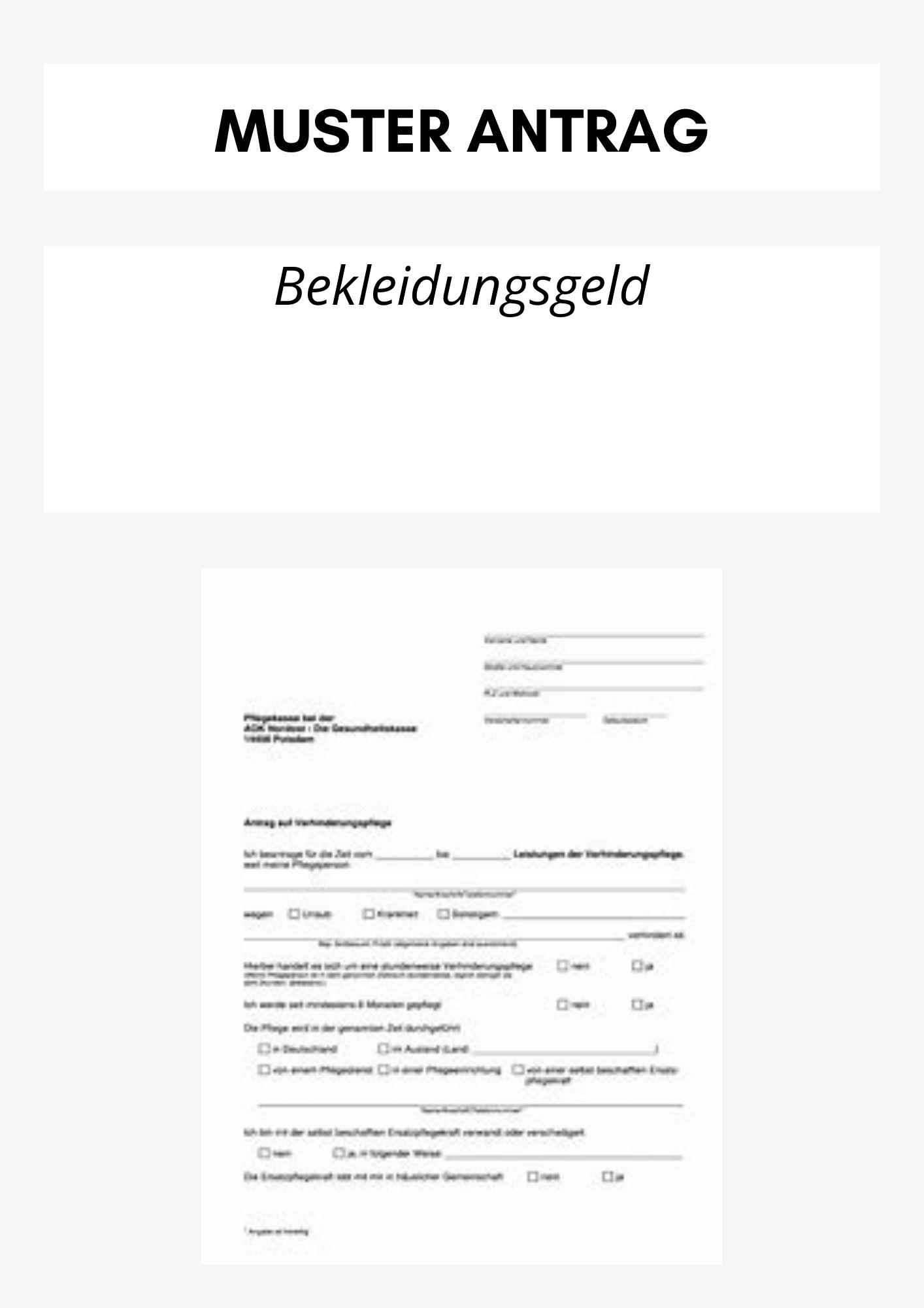 Bekleidungsgeld Beantragen