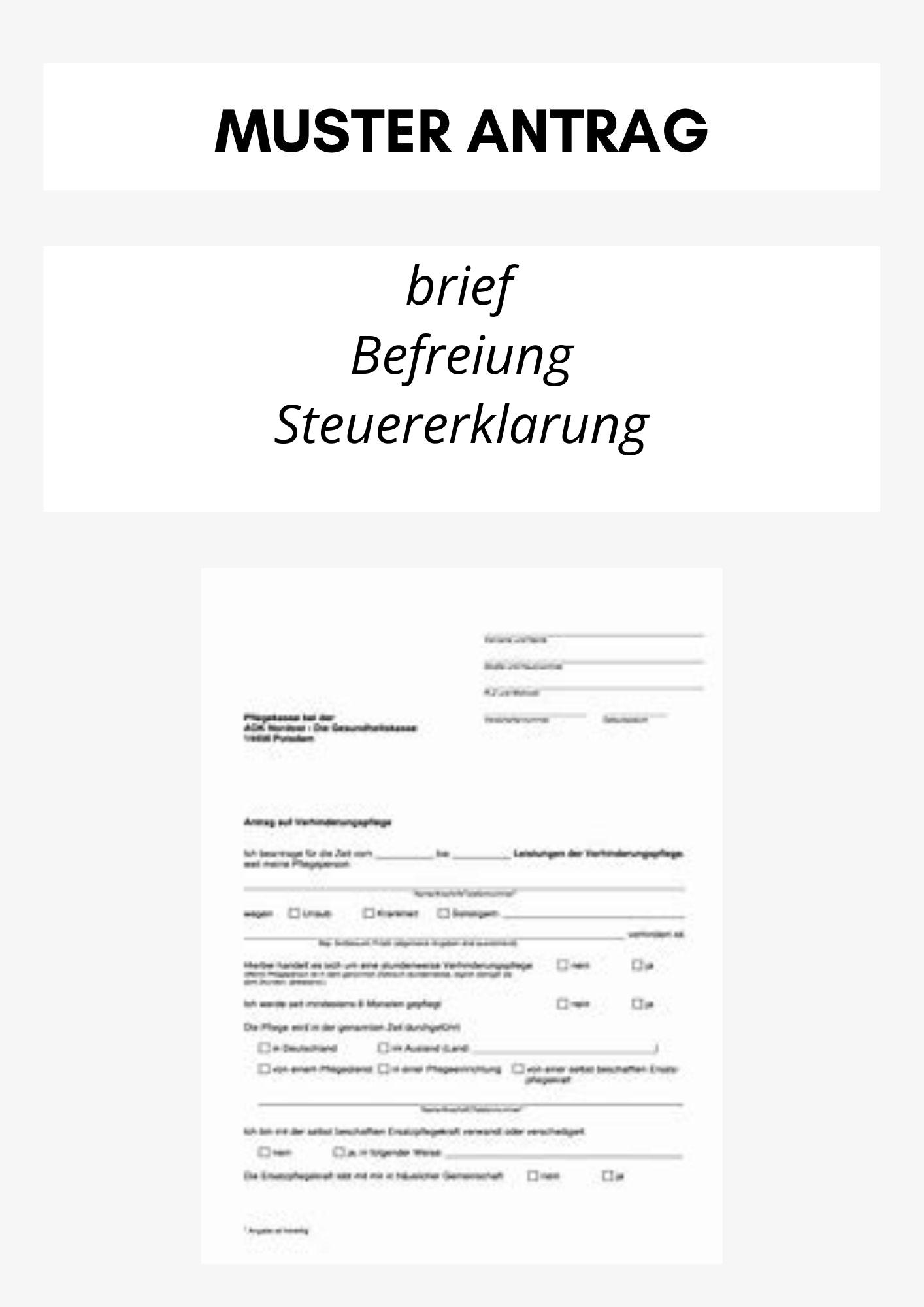 brief Befreiung Steuererklärung