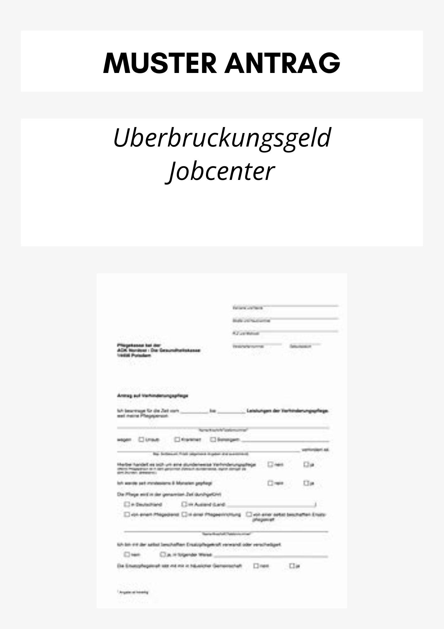 Überbrückungsgeld Jobcenter Antrag